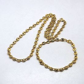 Moda 304 de acero inoxidable conjuntos de joyas, collares y pulseras, con cierre de langosta