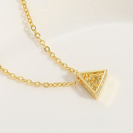 Stylish 14K Gold-Plated Copper Triangle Pendant Necklace - Versatile and Fashionable Jewelry