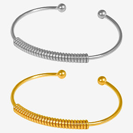 304 из нержавеющей стали манжеты браслеты, браслеты с крутящим моментом для женщин, с катушкой