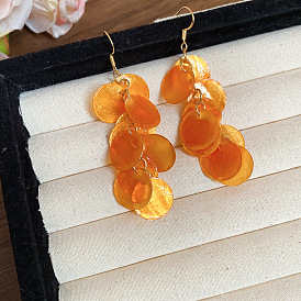 Оболочки болтаться серьги, плоско-круглые, золотые