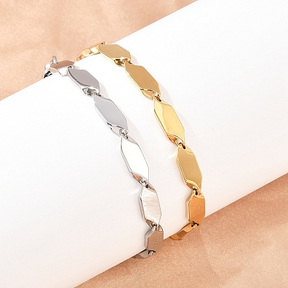 304 браслеты-цепочки из нержавеющей стали с ромбовидными звеньями для мужчин и женщин, ручная полировка