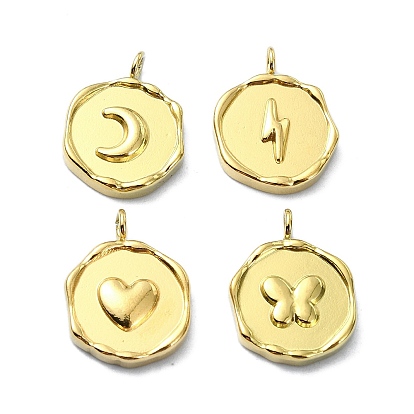 Ионное покрытие (ip) 304 подвески из нержавеющей стали, реальный 18 k позолоченный, плоский круглый шарм