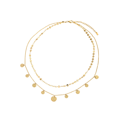 304 двухслойные колье из нержавеющей стали, плоско-круглые, ионное покрытие (ip)