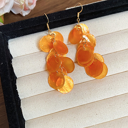 Оболочки болтаться серьги, плоско-круглые, золотые