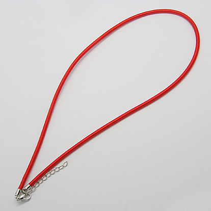 Silk Cord Necklaces, with Brass Lobster Clasps, Platinum