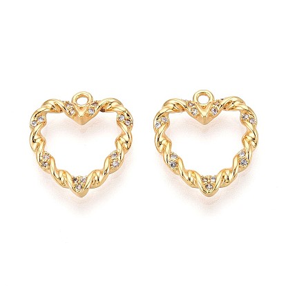 Латунные микро проложить кубического циркония подвески, сердце, долговечный, без никеля 