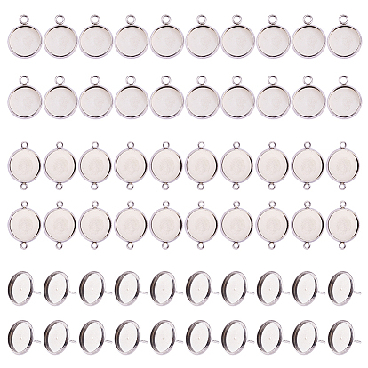 DIY Jewelry Making, 304 Stainless Steel Pendant Cabochon Settings, Connector Settings and Stud Earring Settings