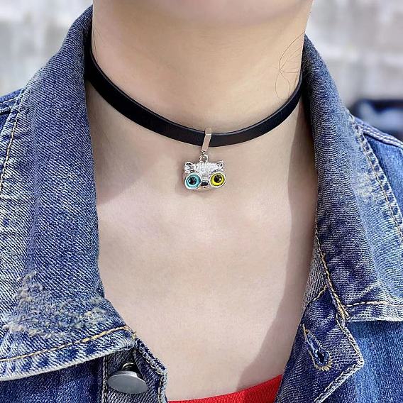 Cute Cat Choker Necklace with Cool Glasses - Unique, Stylish, Lock Chain.