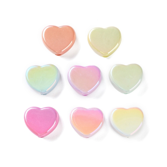 Непрозрачные акриловые бусины с УФ-покрытием, радужный, сердце