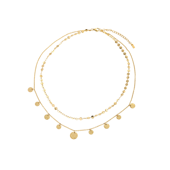 304 двухслойные колье из нержавеющей стали, плоско-круглые, ионное покрытие (ip)