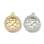 Стойка покрытие латунь микропаве прозрачный кубический цирконий подвеска кабошон оправы, долговечный, без свинца и без кадмия, плоский круглый с подвесками в виде клевера
