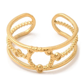 304 anillos de puño abiertos con anillo hueco de acero inoxidable para mujer