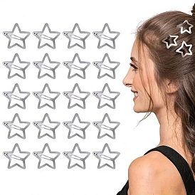 Metal Hollow Star Snap Hair Clips for Women Girls