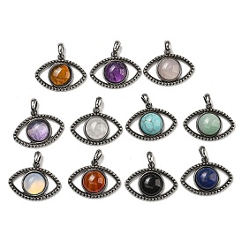 Gemstone Pendants, Alloy Eye Charms, Antique Silver, Cadmium Free & Lead Free