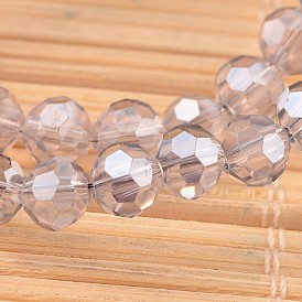 Стеклянные бусины с гальваническим покрытием , граненые круглые