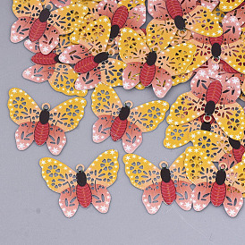 Printed Brass Pendants, Etched Metal Embellishments, Butterfly