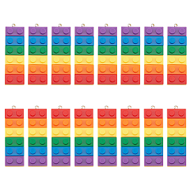 20шт 2 цвета радуги непрозрачные акриловые подвески, с железной платиной петлей, Подвески из длинного прямоугольника