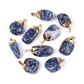 Натуральные синие пятна яшмы подвески, самородки прелести, с 201 защелкивающимися дужками из нержавеющей стали и латунной фурнитурой.