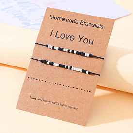 Colorful Morse Code Bracelet for Couples - Creative Beaded Love Message Wristband