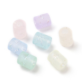 Transparent Frosted Acrylic Beads, AB Color Plated, Column