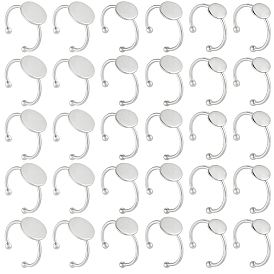 30 шт. 3 стили регулируются 304 компоненты колец из нержавеющей стали, латунная фурнитура платформы для кольца, плоско-круглые