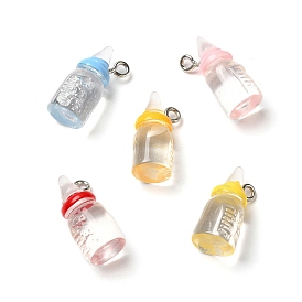 Прозрачные смоляные подвески, подвески на бутылки молока, с петлями из цинкового сплава платинового цвета