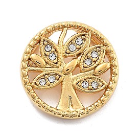 304 подвески из нержавеющей стали, вакуумное покрытие pvd, со стразами, плоские круглые с дерева жизни