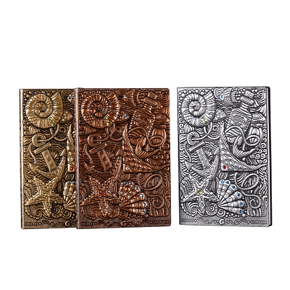 3D Embossed PU Leather Notebook, for School Office Supplies, A5 Ocean Theme Pattern Journal