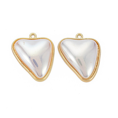 Crémaillère pendentifs en alliage placage, avec des perles d'imitation en plastique ABS galvanisées, bowknot