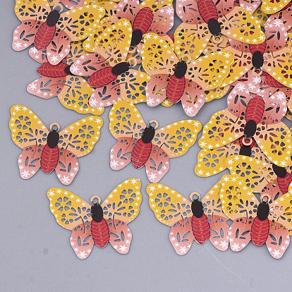 Printed Brass Pendants, Etched Metal Embellishments, Butterfly