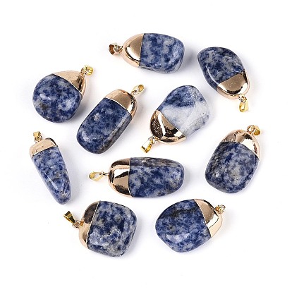 Натуральные синие пятна яшмы подвески, самородки прелести, с 201 защелкивающимися дужками из нержавеющей стали и латунной фурнитурой.