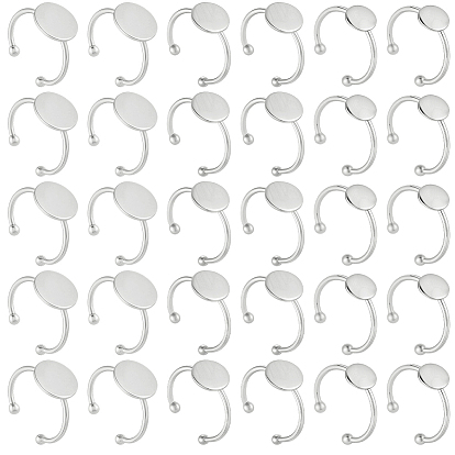 30 шт. 3 стили регулируются 304 компоненты колец из нержавеющей стали, латунная фурнитура платформы для кольца, плоско-круглые