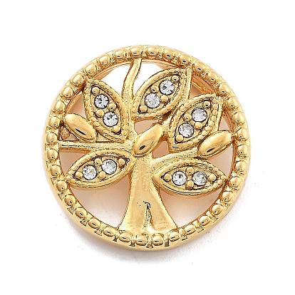 304 подвески из нержавеющей стали, вакуумное покрытие pvd, со стразами, плоские круглые с дерева жизни