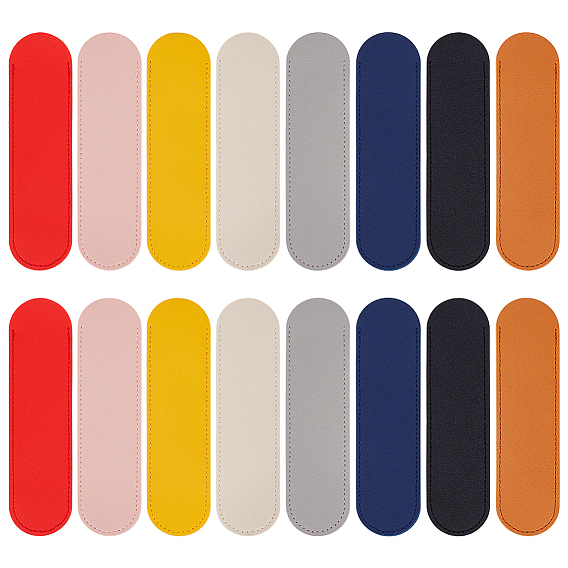 16 шт. 8 цветной чехол для ручки из искусственной кожи, подставка для карандашей, для офиса и школьных принадлежностей, овальные
