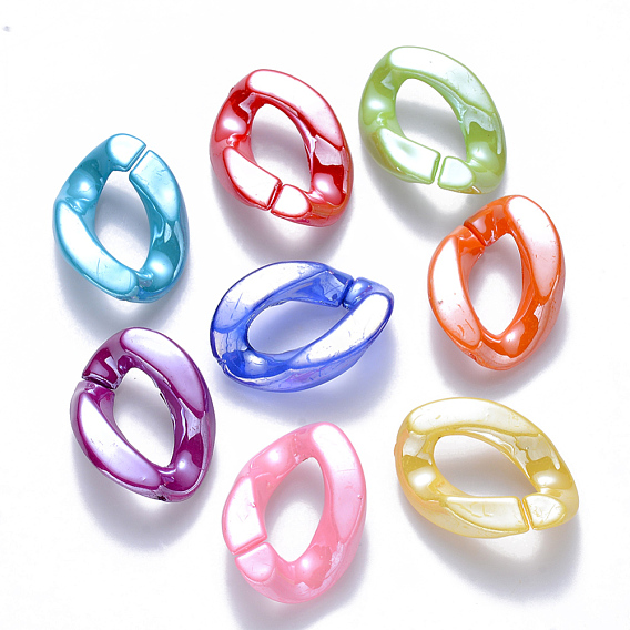 Opaque Acrylic Linking Rings, Quick Link Connectors, for Curb Chains Making, Pearlized, Twist