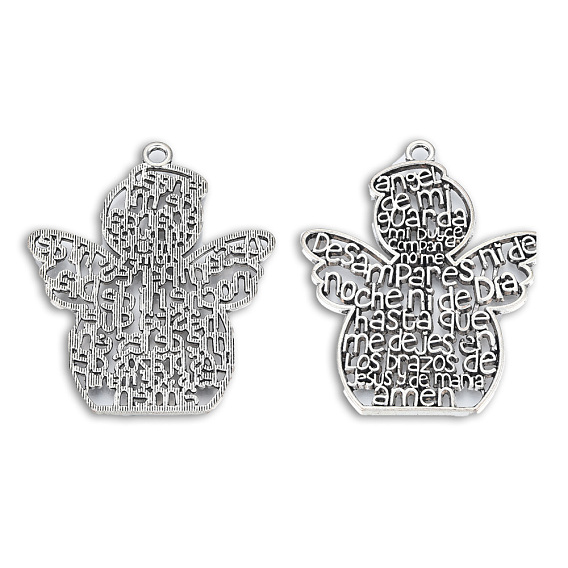 Тибетский сплав стиля большие кулоны, без кадмия и без свинца, Ангел со словом