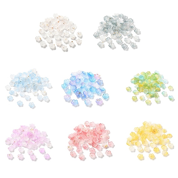 Акриловый шарик крышки, 5-лепестков цветка, с золотой фольгой