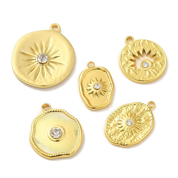 304 подвески из нержавеющей стали, со стразами, овальная/плоская круглая подвеска