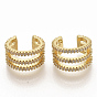 Brass Micro Pave Clear Cubic Zirconia Cuff Earrings, Real 16K Gold Plated