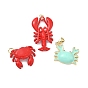 Латунь эмаль подвески, амулеты в виде крабов/омаров, без кадмия и без свинца, долговечный, стойки покрытие, реальный 18 k позолоченный