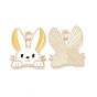 Alloy Enamel Pendants, Light Gold, Rabbit Head Charm