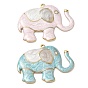 304 Stainless Steel with Enamel & Crystal Rhinestone Big Pendants, Elephant Charms, Ion Plating(IP), Real 18K Gold Plated