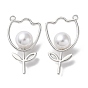 Eco-Friendly Alloy Pendants, with ABS Plastic Imitation Pearl Bead, Flower