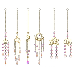 Glass Wind Chimes, Suncatcher Pendant Decorations, Flower/Sun/Eye