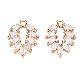 Латунные микропаве прозрачные подвески с фианитом, без кадмия, без никеля и без свинца, лист прелести