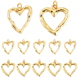 12шт 2 стили латунные подвески с покрытием стойки, без свинца и без кадмия, долговечный, сердце прелести, с целью перехода в кольце