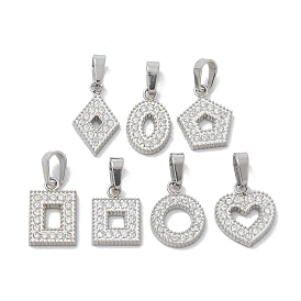 Ion Plating(IP) 304 Stainless Steel Micro Pave Cubic Zirconia Pendants, Polishing Charms