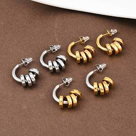 304 серьги-гвоздики из нержавеющей стали c-образной формы, ионное покрытие (ip)