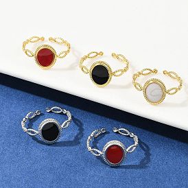 Овальные 304 эмалированные манжеты из нержавеющей стали для женщин, ионное покрытие (ip), настоящее 18k позолоченное/цвет нержавеющей стали