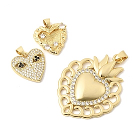 Латунные микро проложить кубического циркония подвески, сердце прелести, долговечный, стойки покрытие, без свинца и без кадмия